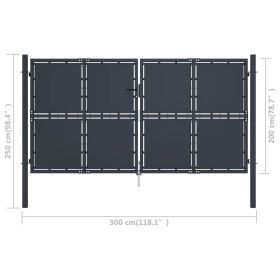 vidaXL Garden Gate Steel 300x200 cm Anthracite