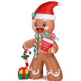 7.9 FT Lighted Christmas Inflatable Decoration, Inflatable Gingerbread Man Outdoor Decoration, Funny Blow Up Yard Decorations With Built-in LED Lights