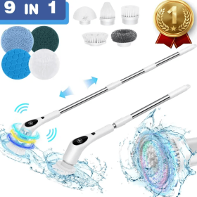 9 In 1 Electric Spin Scrubber, New Cordless Voice Prompt Cleaning Brush With 9 Replaceable BrushHeads Cordless Power Shower Scrubber, 3 Adjustable Spe