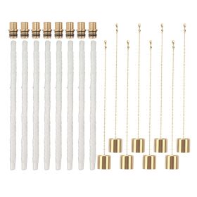 8Pack Wine Bottle Torch Kit Long Life Torch Wicks Brass Torch Wick Holders Caps Wine Bottle Torch for Garden Patio