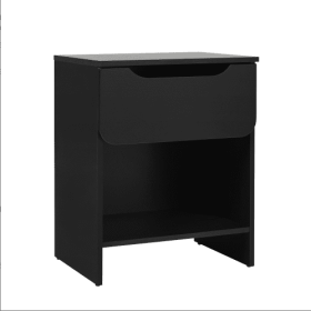 Modern Minimalist 1-Drawer Nightstand With Cubby Black