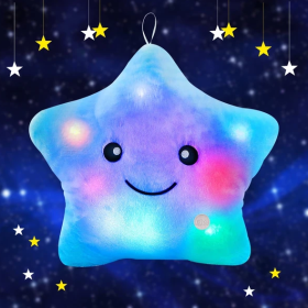 Twinkle Star Plush Pillow, LED Night Light Glowing Cushions, Creative Stuffed Toys Birthday Christmas Gifts For Kids Toddlers, Blue