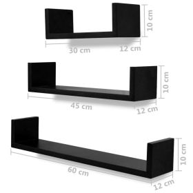 vidaXL Wall Shelves 6 pcs Black