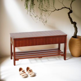 Quality Solid Wood Shoe Bench With Storage, Cherry (Option: Cherry)