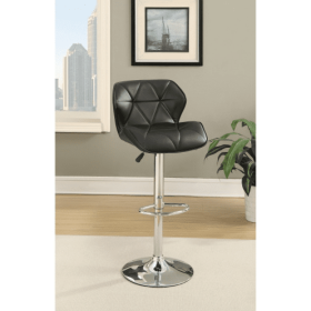 Modern Kitchen Island Stools Brown Faux Leather Stool Counter Height Chairs Set Of 2 Adjustable Height Gas Lift Chrome Base (Color: Black)