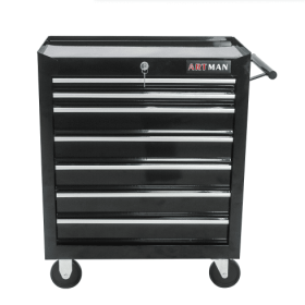 7 DRAWERS MULTIFUNCTIONAL TOOL CART WITH WHEELS (Color: Black)
